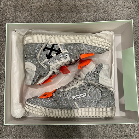 Off-White Glitter High Top Sneakers - Picture 3 of 8